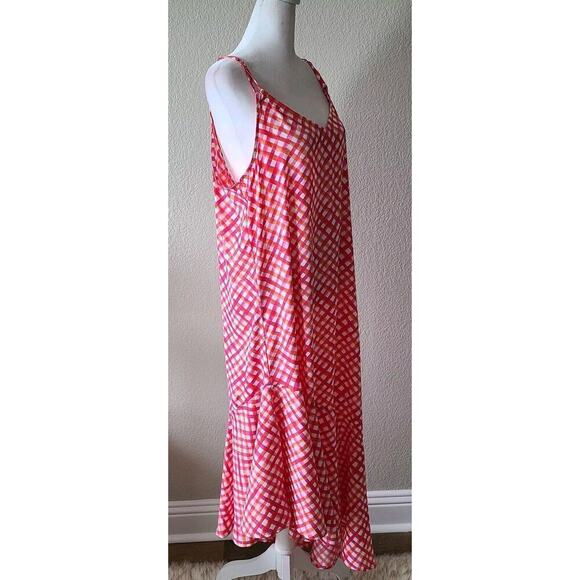 Tommy Bahama Slip Dress Large Tall Gingham Straps Maxi Beach Ruffles‎ Vibrant - Picture 5 of 12